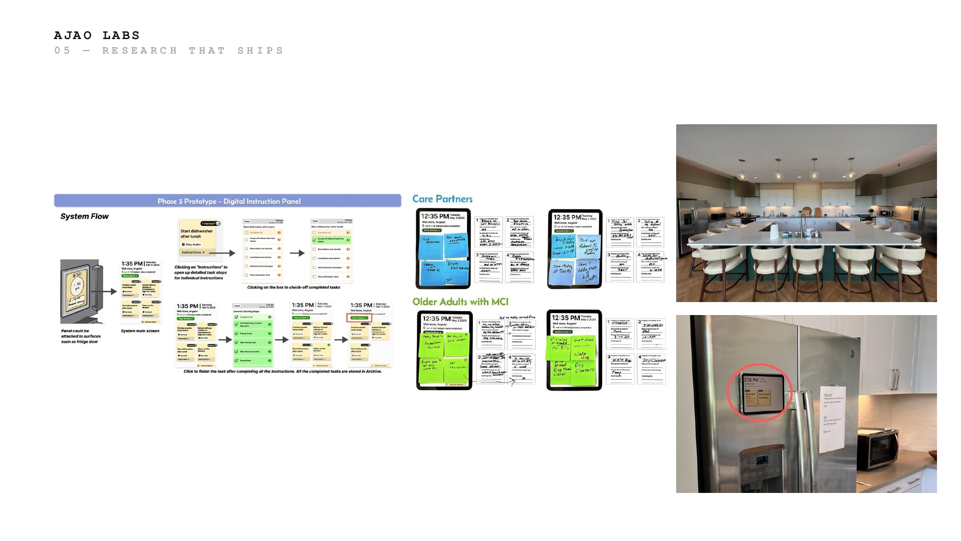 AI Caring prototype and research detail
