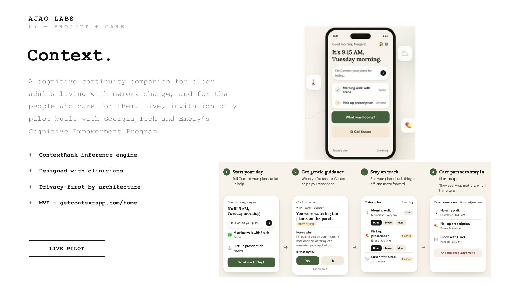 Context product and care work