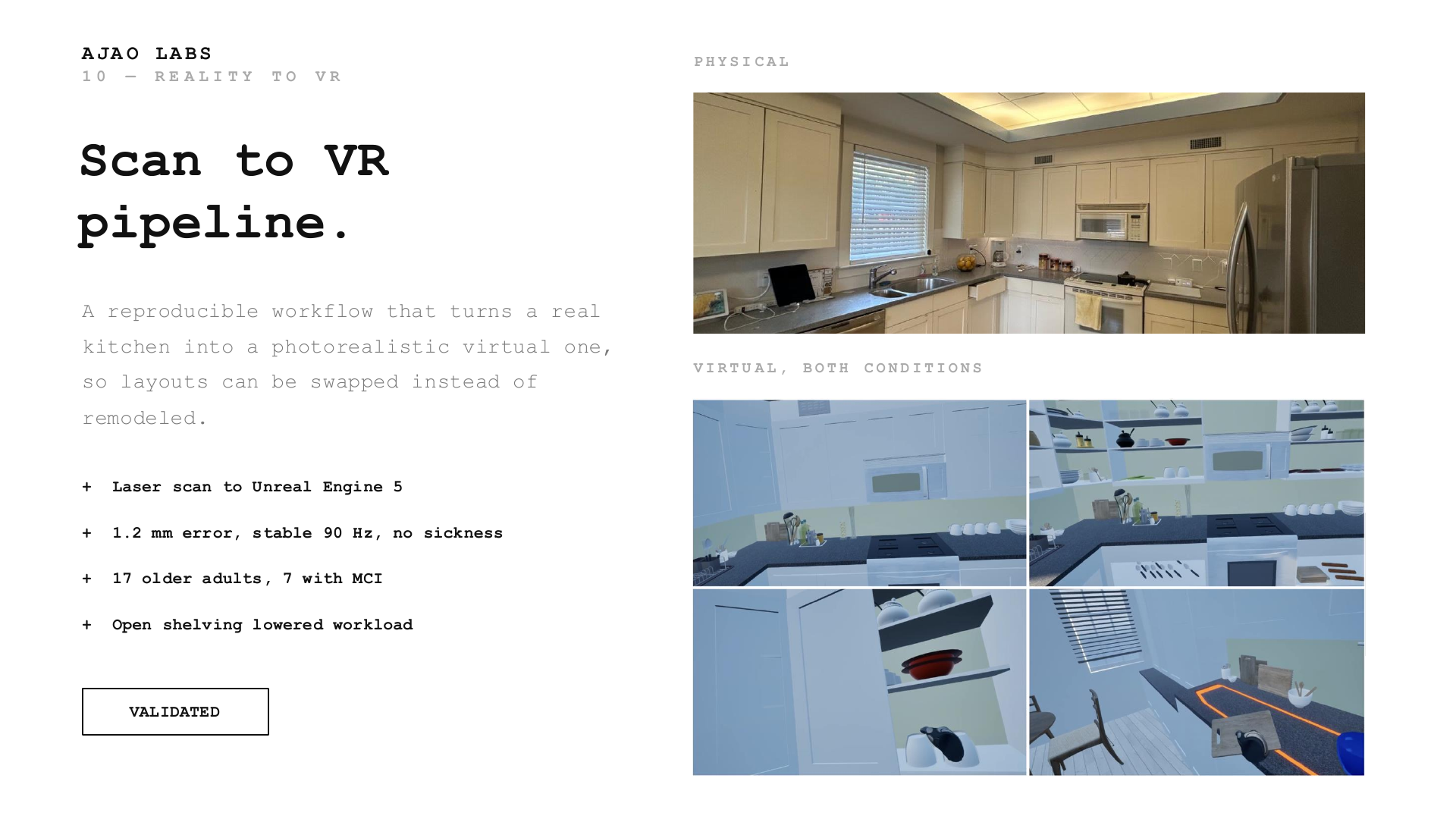 Scan to virtual reality pipeline